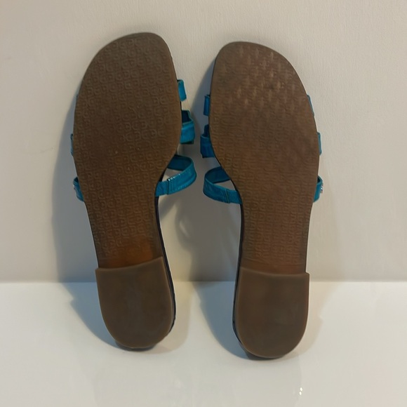 Sam Edelman EUC! BAY SLIDE SANDAL. Crocodile embossed slide in blue. - Picture 14 of 14